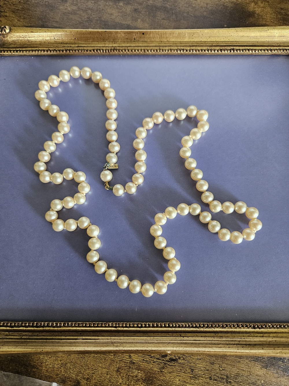 Vintage Marvella Hand Knotted Faux Pearl Necklace 30 Inch